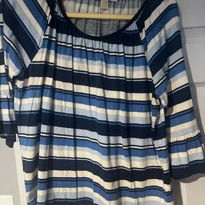 MICHAEL Michael Kors Navy and Cream Striped Blouse